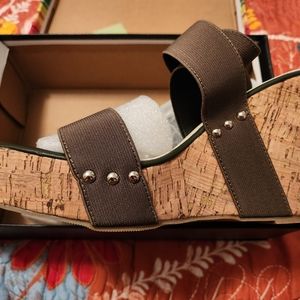 Olive Studded Cork Wedges